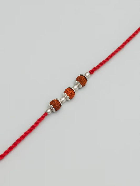 Silver 3 Caped Rudrax Rakhi