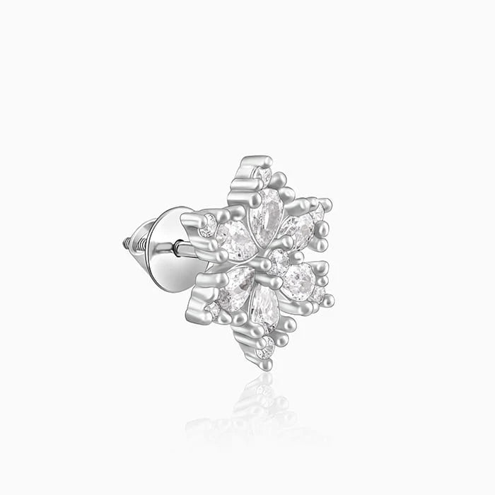 Silver Flowery Snowflake Studs