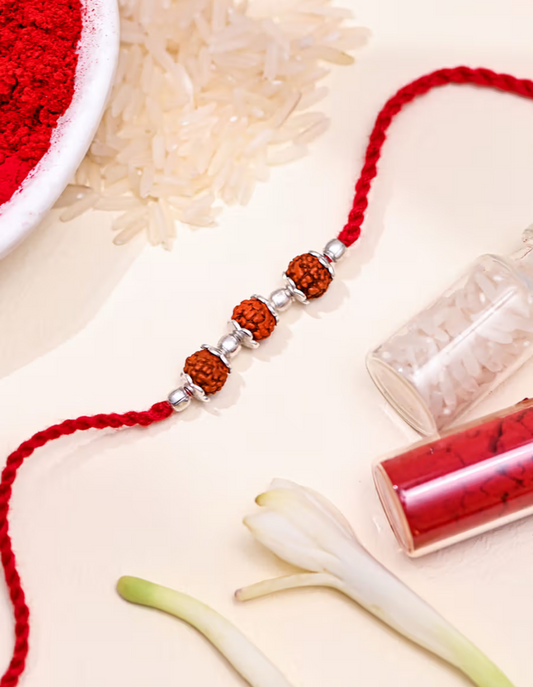 Silver 3 Caped Rudrax Rakhi
