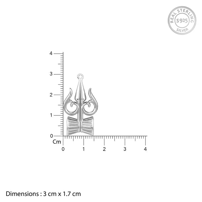 Silver Trishul And Damru Pendant With Box Chain