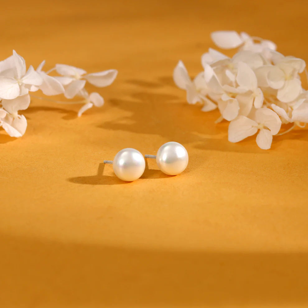 Silver White Pearl Earrings