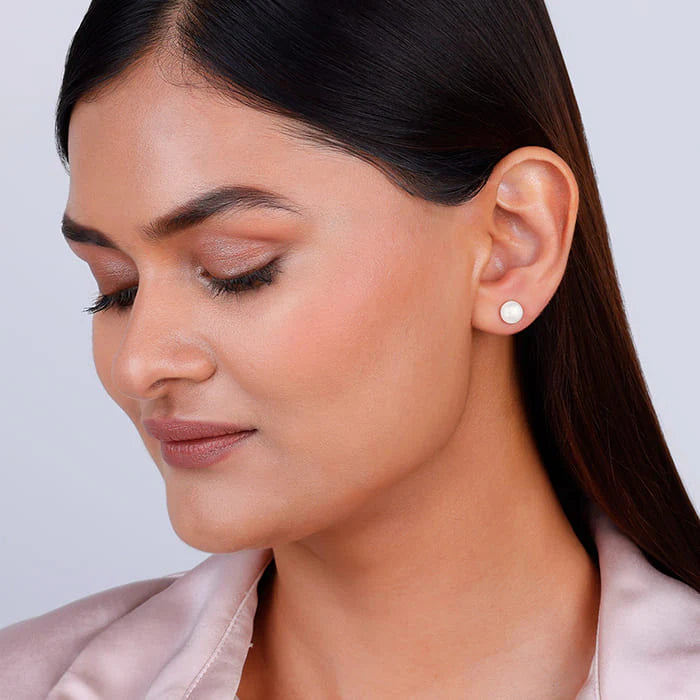 Silver White Pearl Earrings