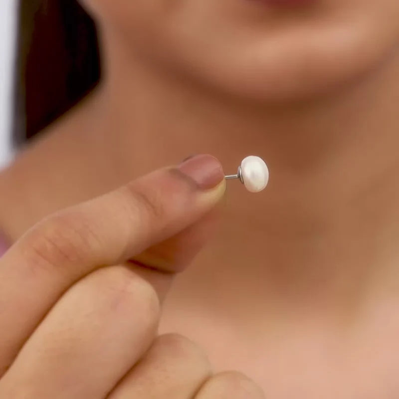 Silver White Pearl Earrings