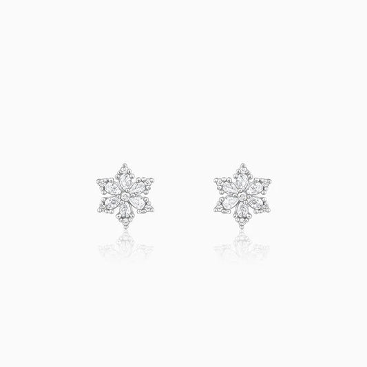 Silver Flowery Snowflake Studs